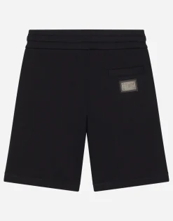Jersey jogging shorts with logo tag