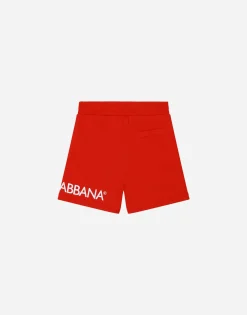 Jersey jogging shorts with logo print