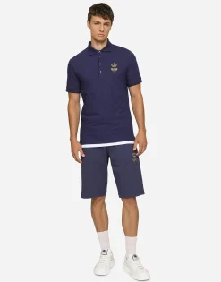 Jersey jogging shorts with embroidery