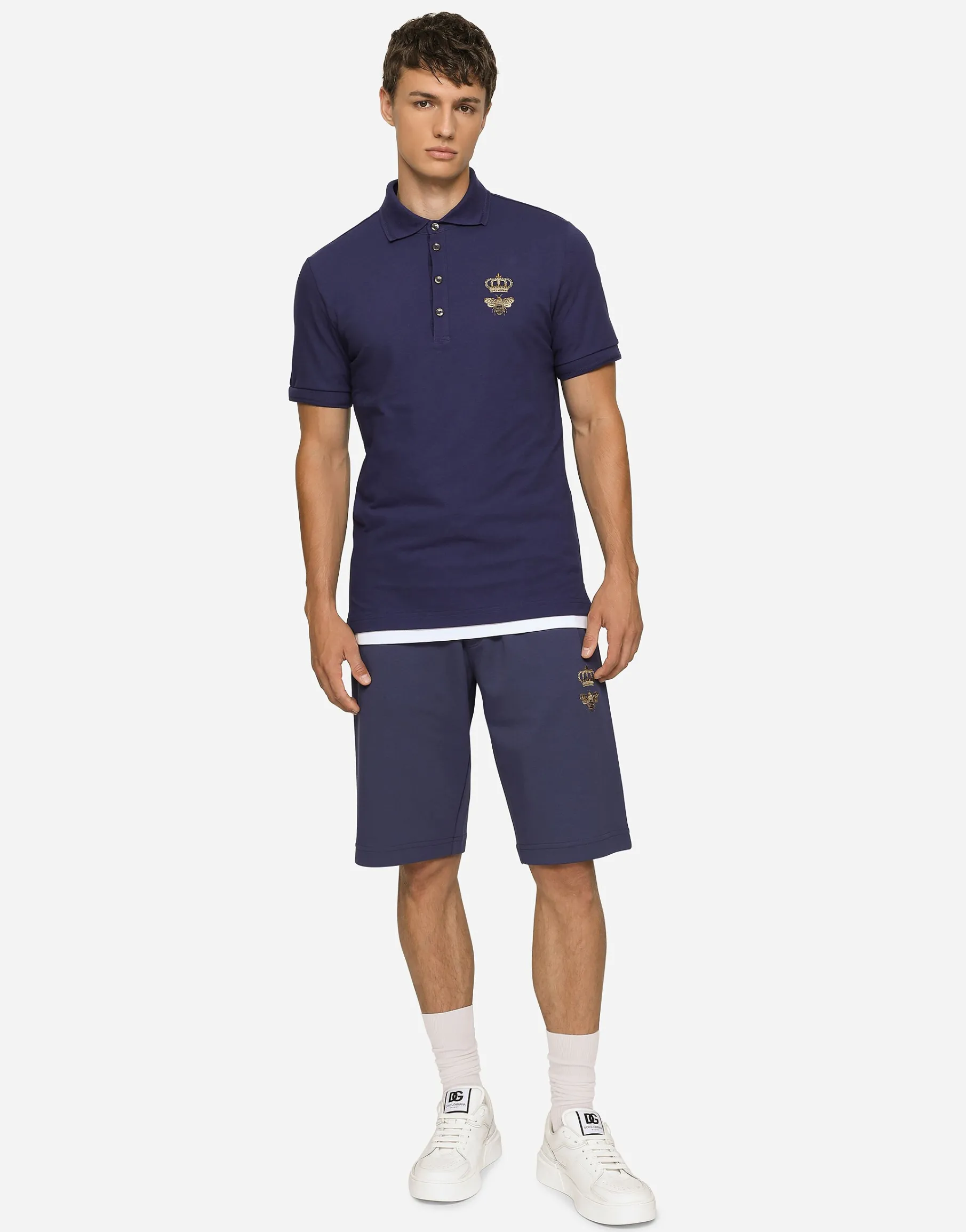 Jersey jogging shorts with embroidery