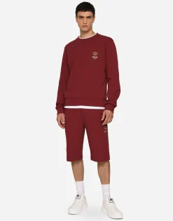 Jersey jogging shorts with embroidery