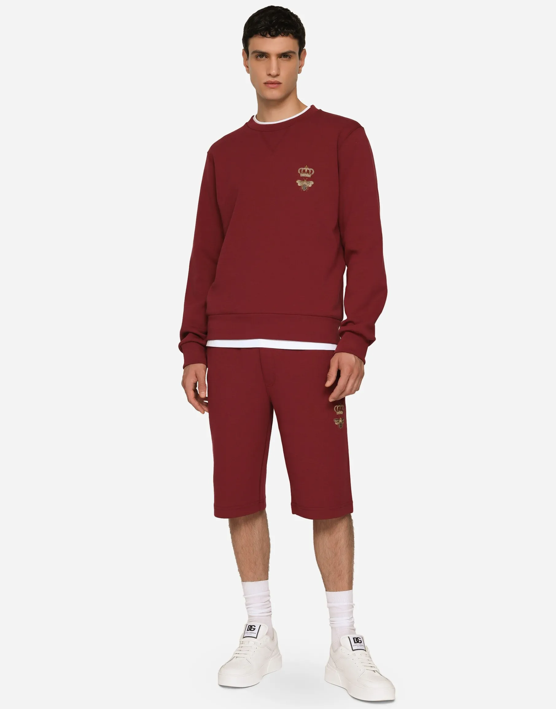 Jersey jogging shorts with embroidery