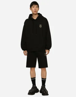 Jersey jogging shorts with embroidery