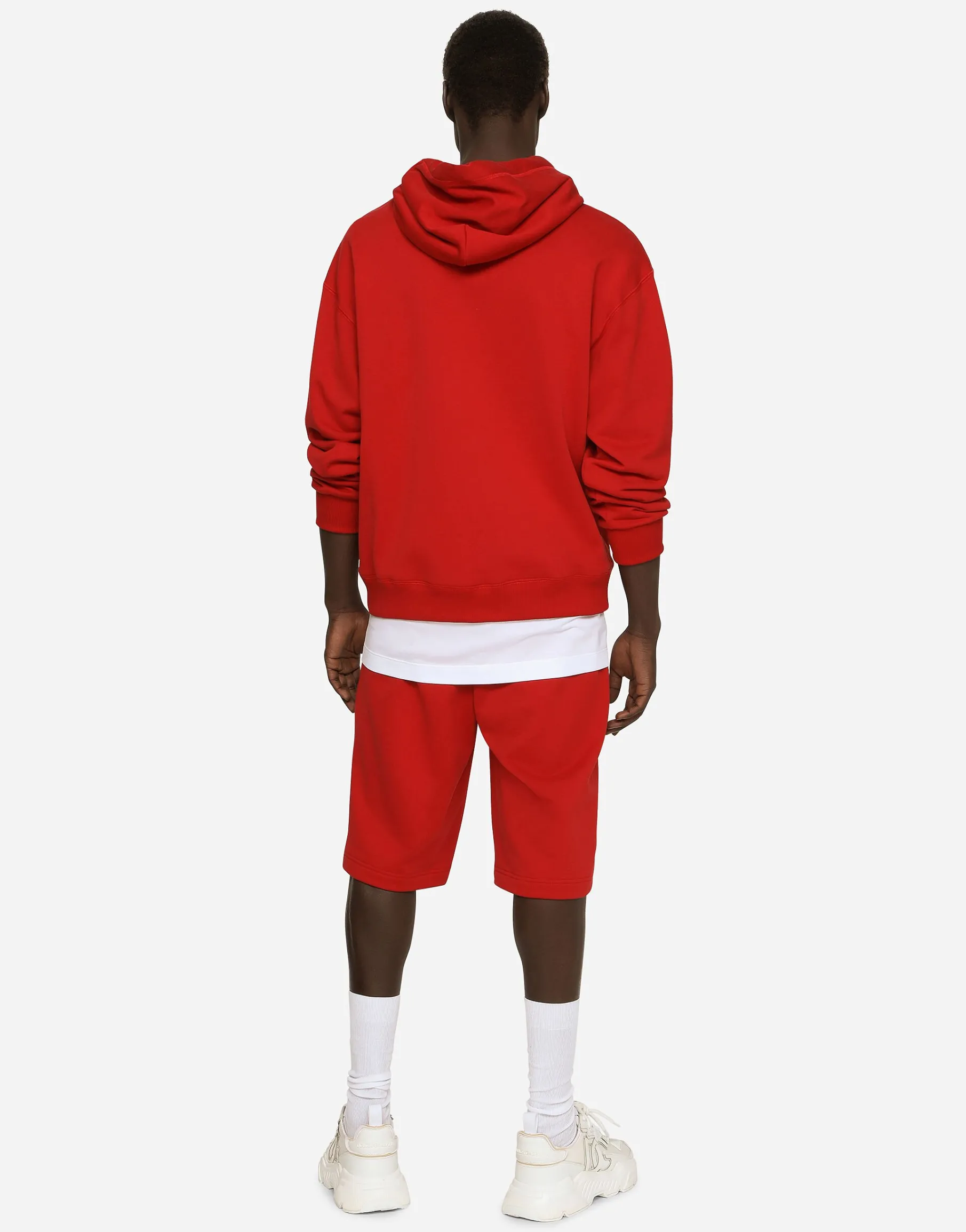 Jersey jogging shorts with logo tag