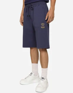 Jersey jogging shorts with embroidery
