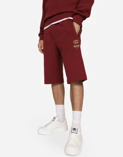Jersey jogging shorts with embroidery