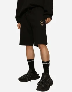 Jersey jogging shorts with embroidery