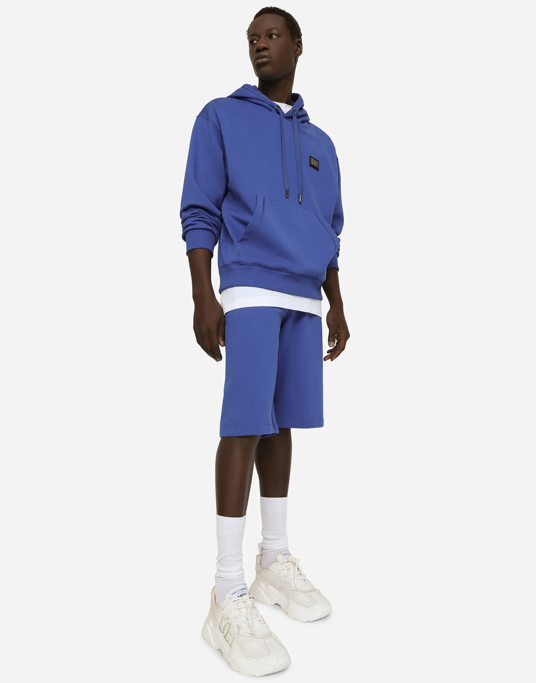 Jersey jogging shorts with logo tag