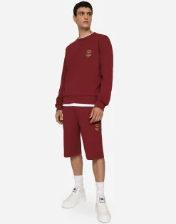 Jersey jogging shorts with embroidery