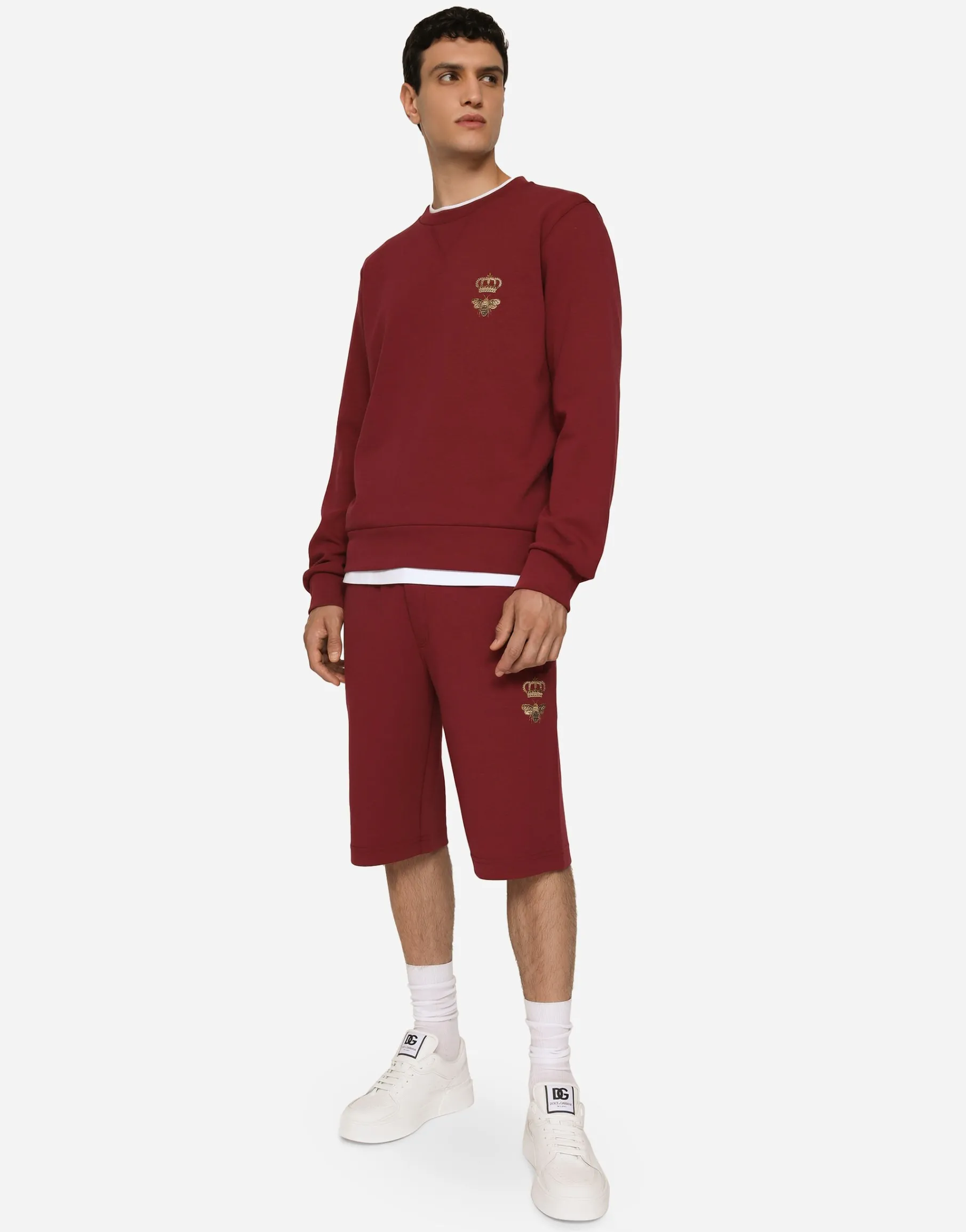 Jersey jogging shorts with embroidery