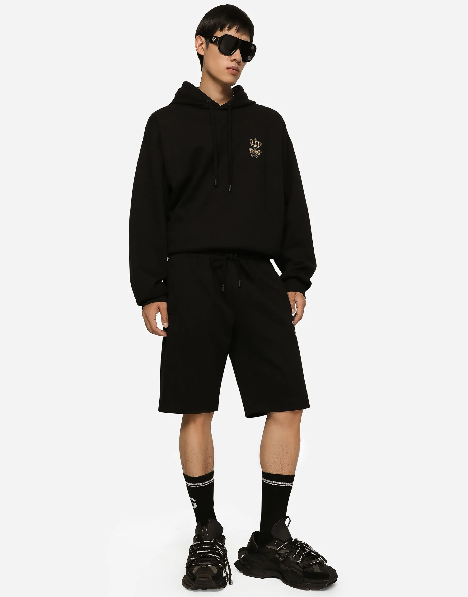Jersey jogging shorts with embroidery
