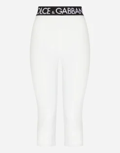 Jersey leggings with branded elastic