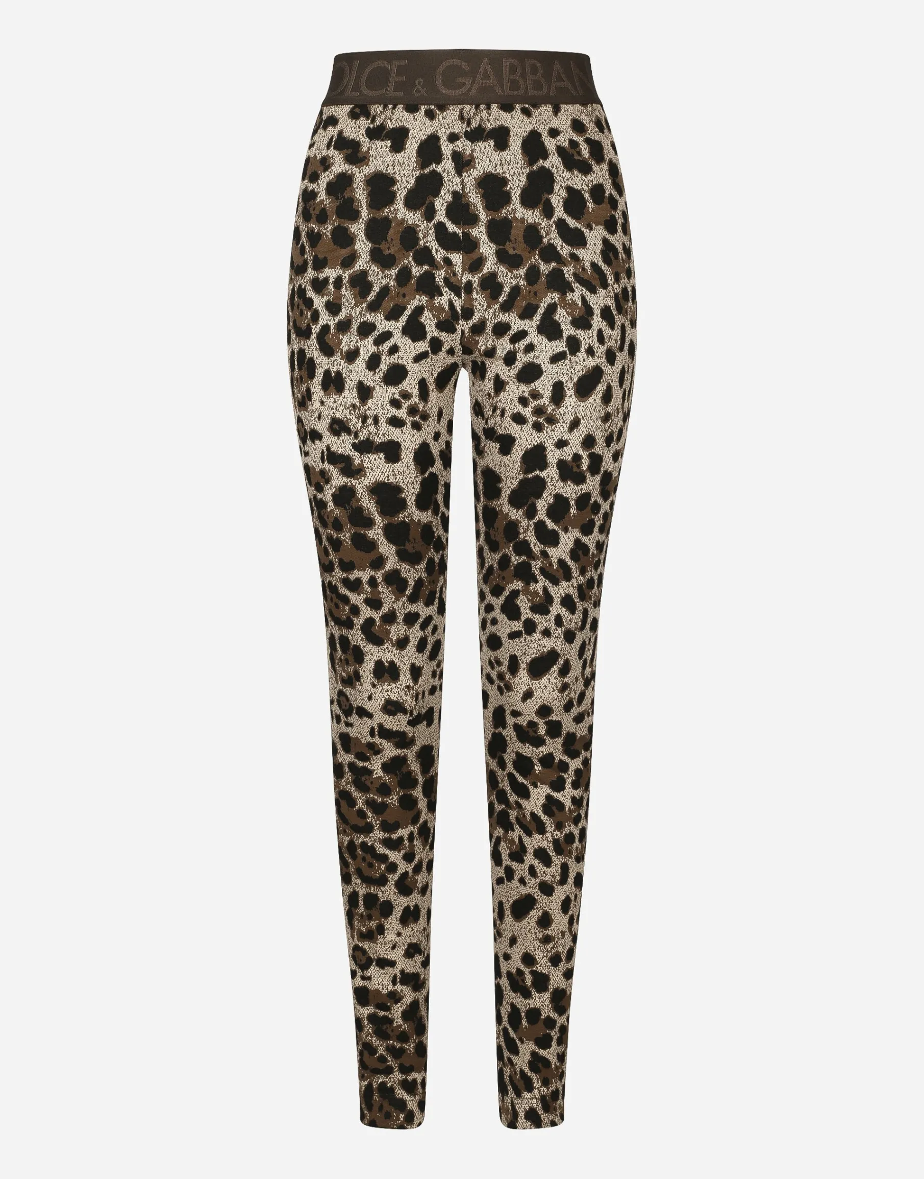 Jersey leggings with jacquard leopard design