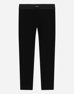 Jersey leggings with logo tag