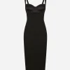 Jersey midi dress with corset-style bra top