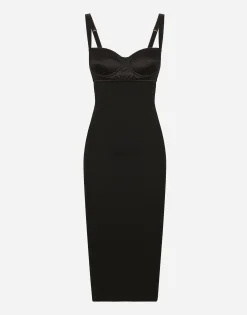 Jersey midi dress with corset-style bra top