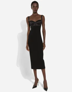 Jersey midi dress with corset-style bra top