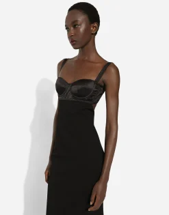 Jersey midi dress with corset-style bra top