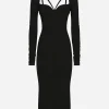 Jersey Milano rib calf-length dress