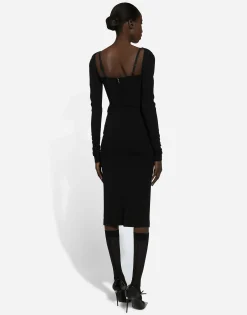 Jersey Milano rib calf-length dress