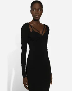 Jersey Milano rib calf-length dress