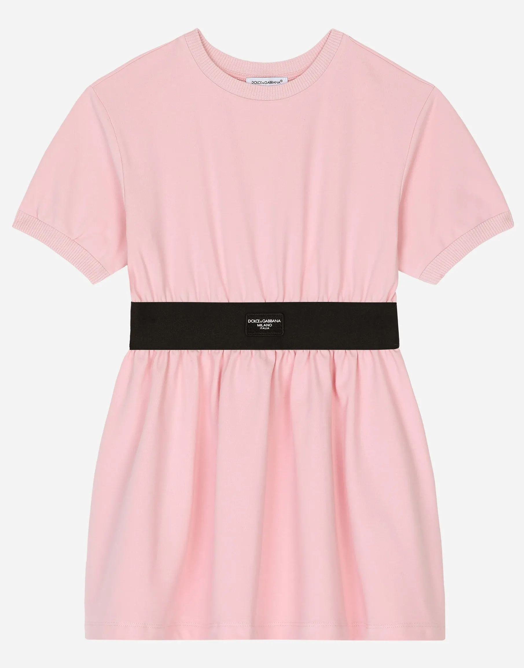 Jersey minidress with logo tag
