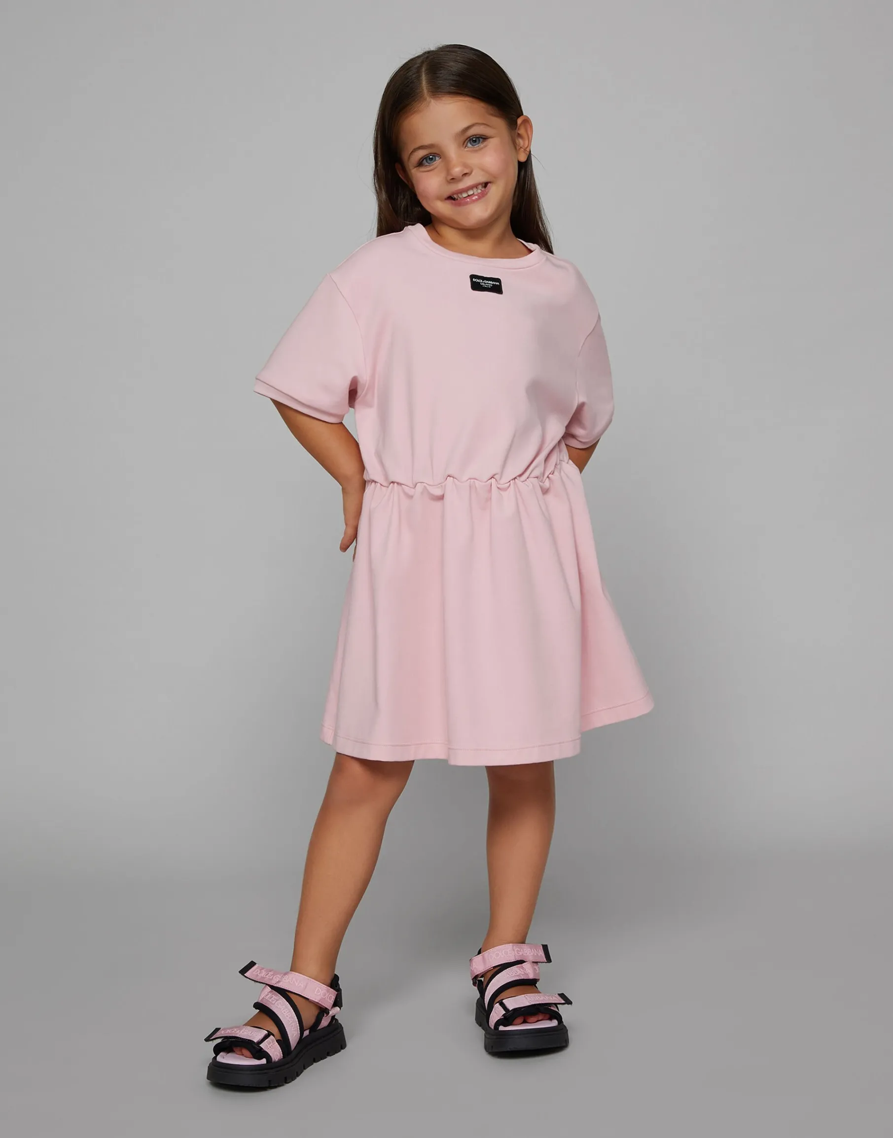 Jersey minidress with logo tag