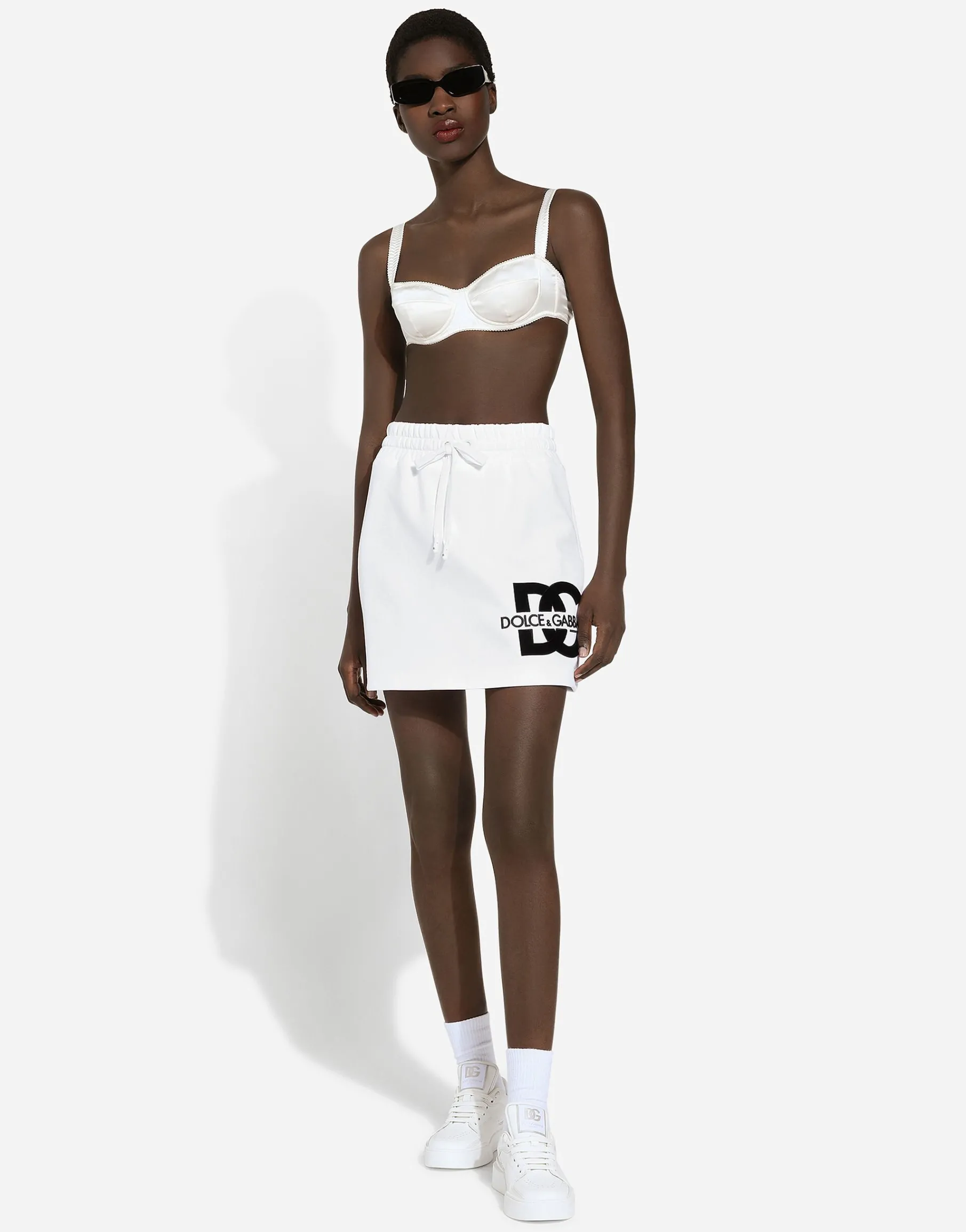 Jersey miniskirt with DG logo patch