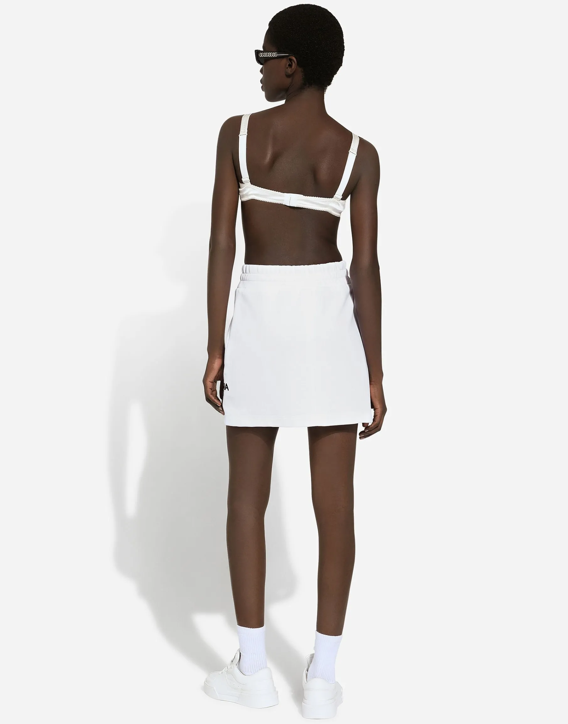Jersey miniskirt with DG logo patch