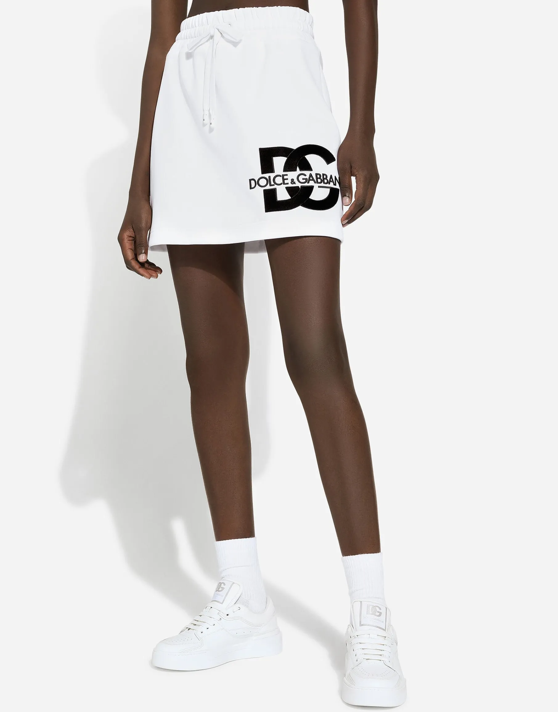 Jersey miniskirt with DG logo patch