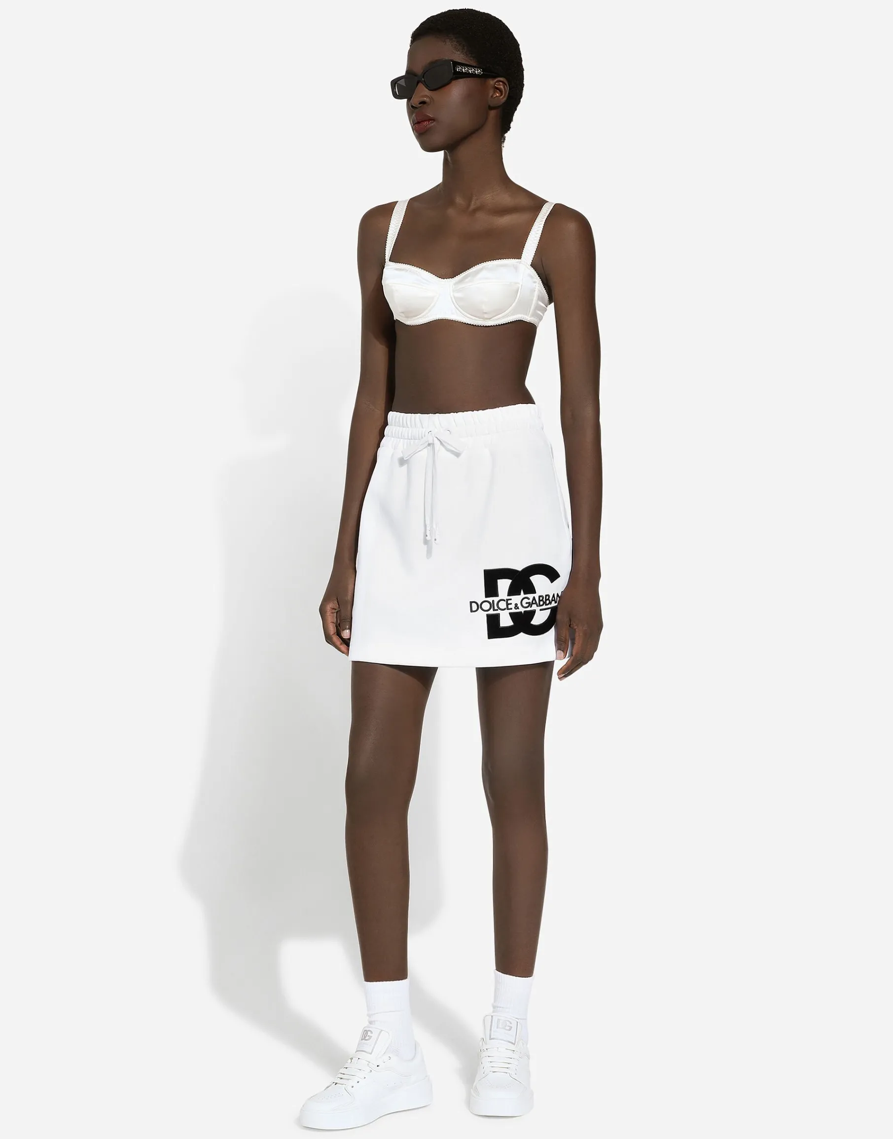 Jersey miniskirt with DG logo patch