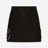 Jersey miniskirt with logo patch