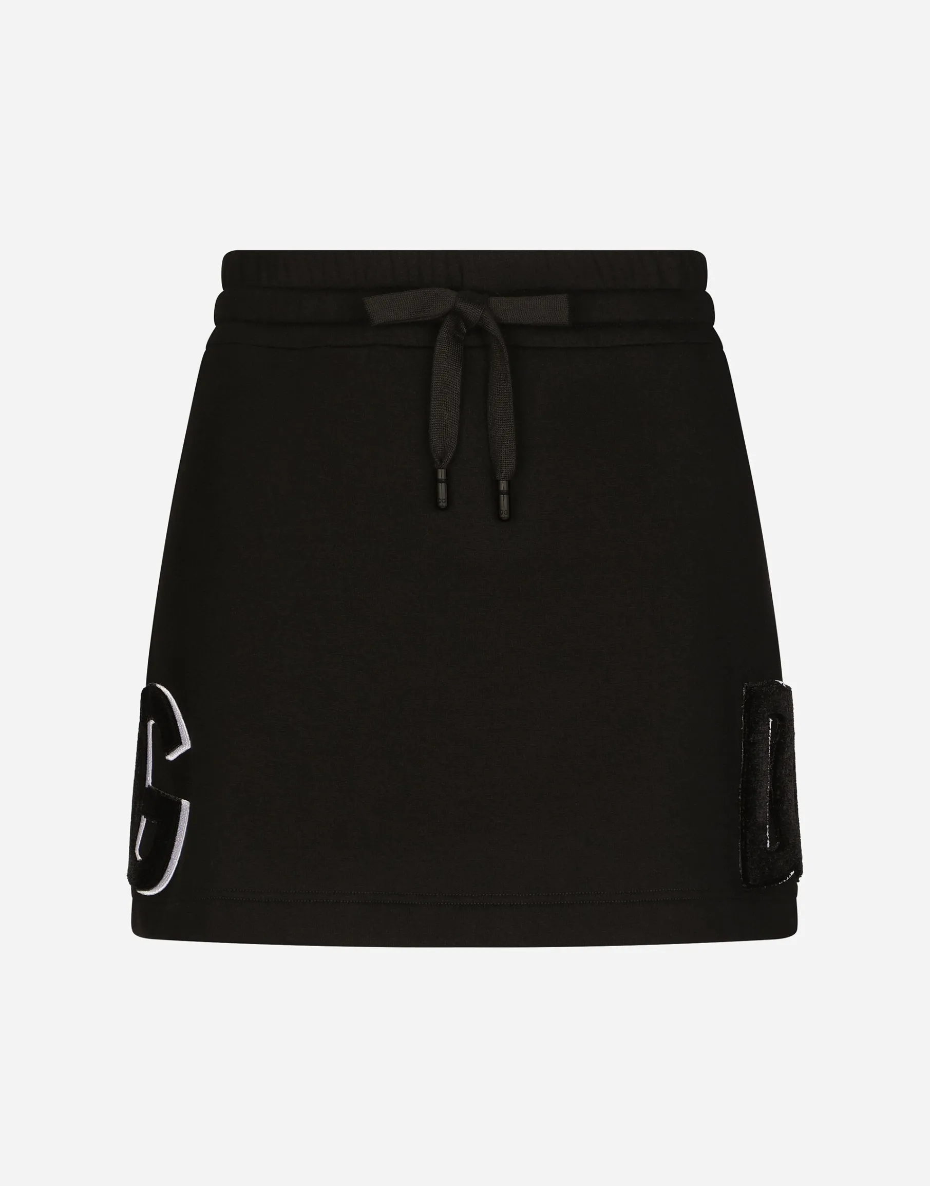 Jersey miniskirt with logo patch