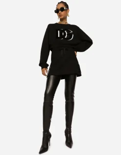 Jersey miniskirt with logo patch