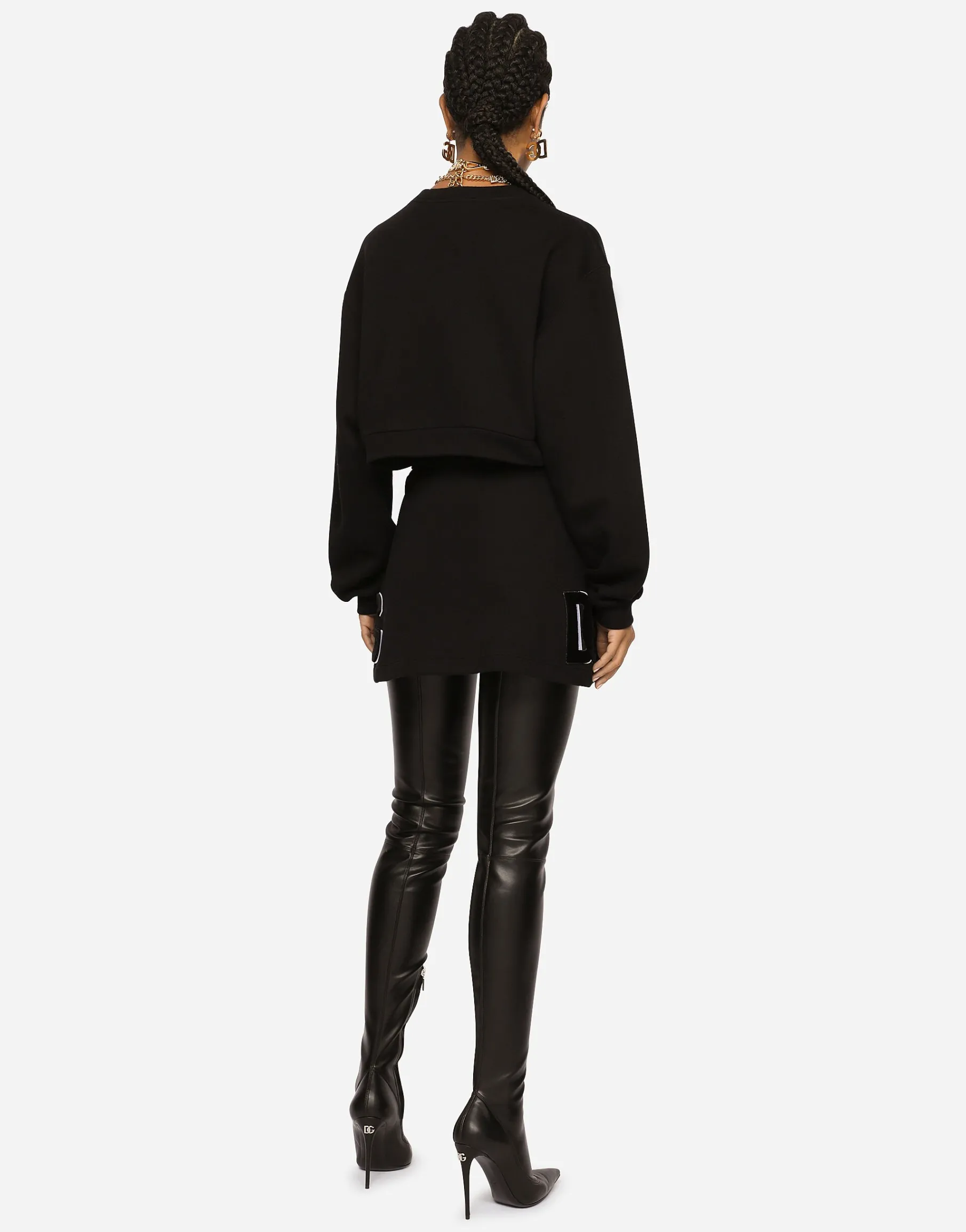 Jersey miniskirt with logo patch