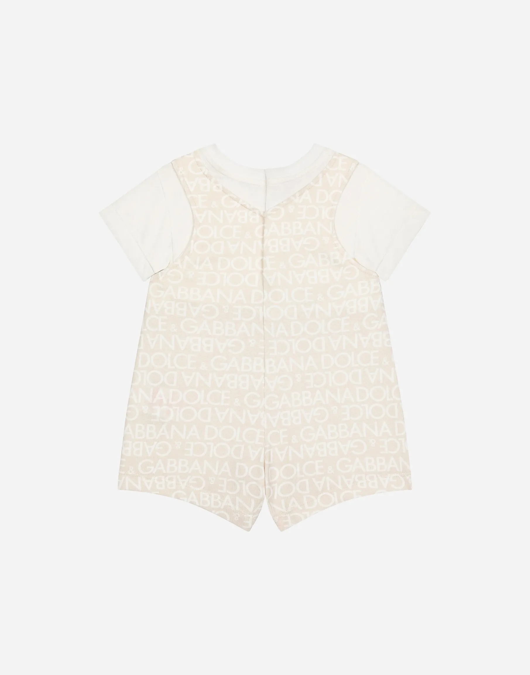 Jersey onesie with all-over logo print and patch