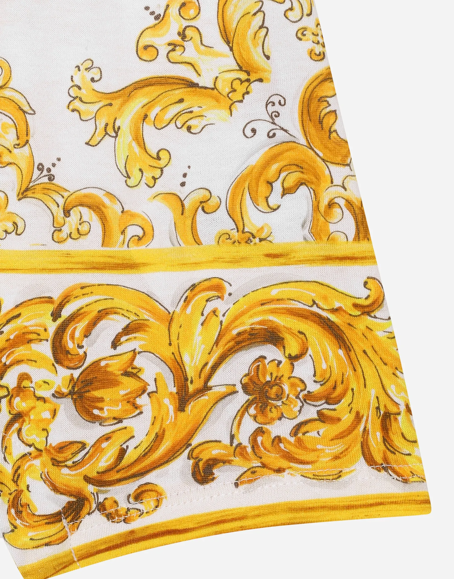 Jersey onesie with yellow majolica print and Dolce&Gabbana logo