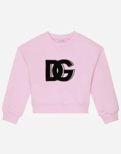 Jersey round-neck sweatshirt with DG logo patch