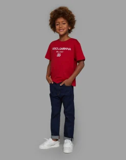 Jersey round-neck T-shirt with DG Milano embroidery