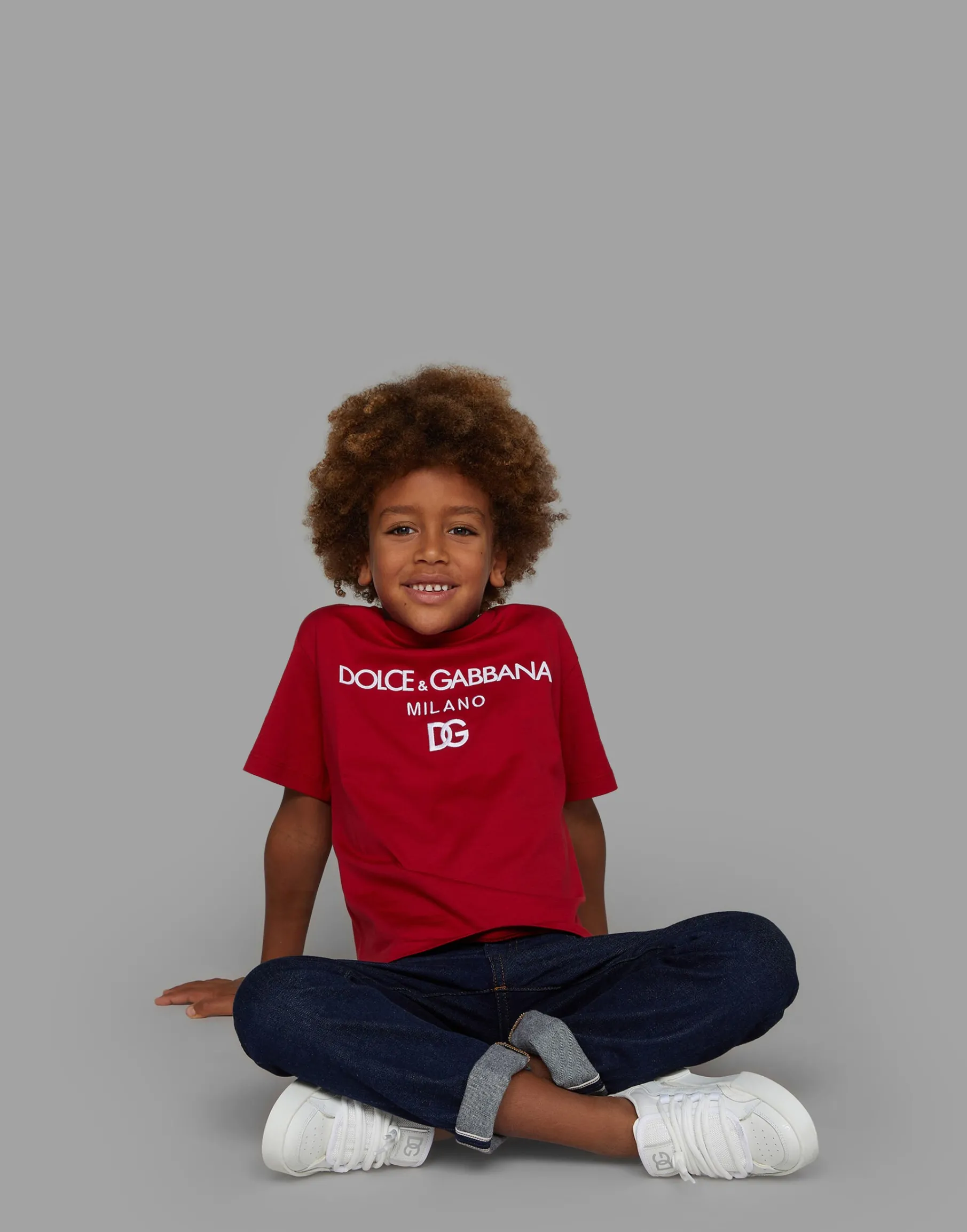 Jersey round-neck T-shirt with DG Milano embroidery