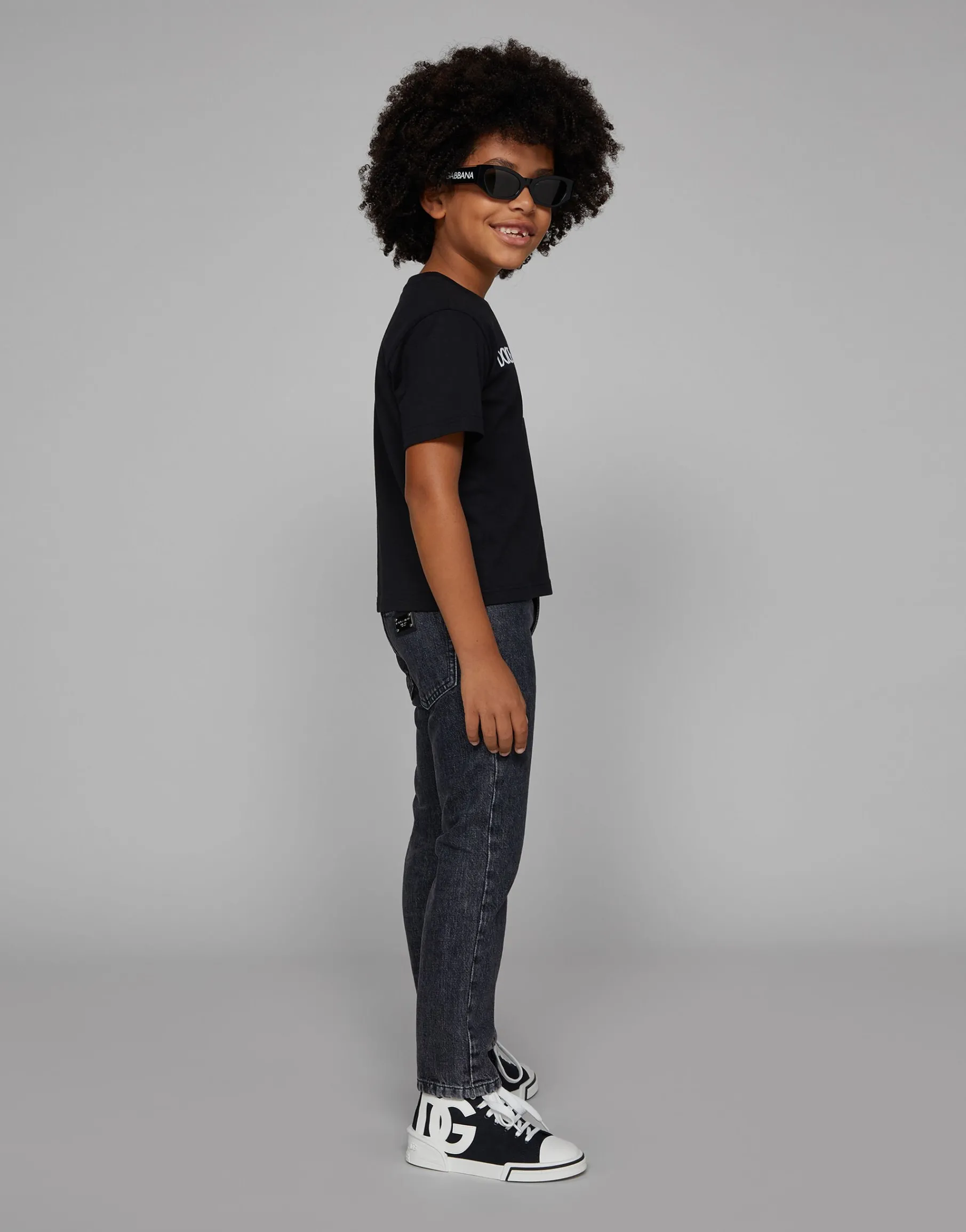 Jersey round-neck T-shirt with DG Milano embroidery