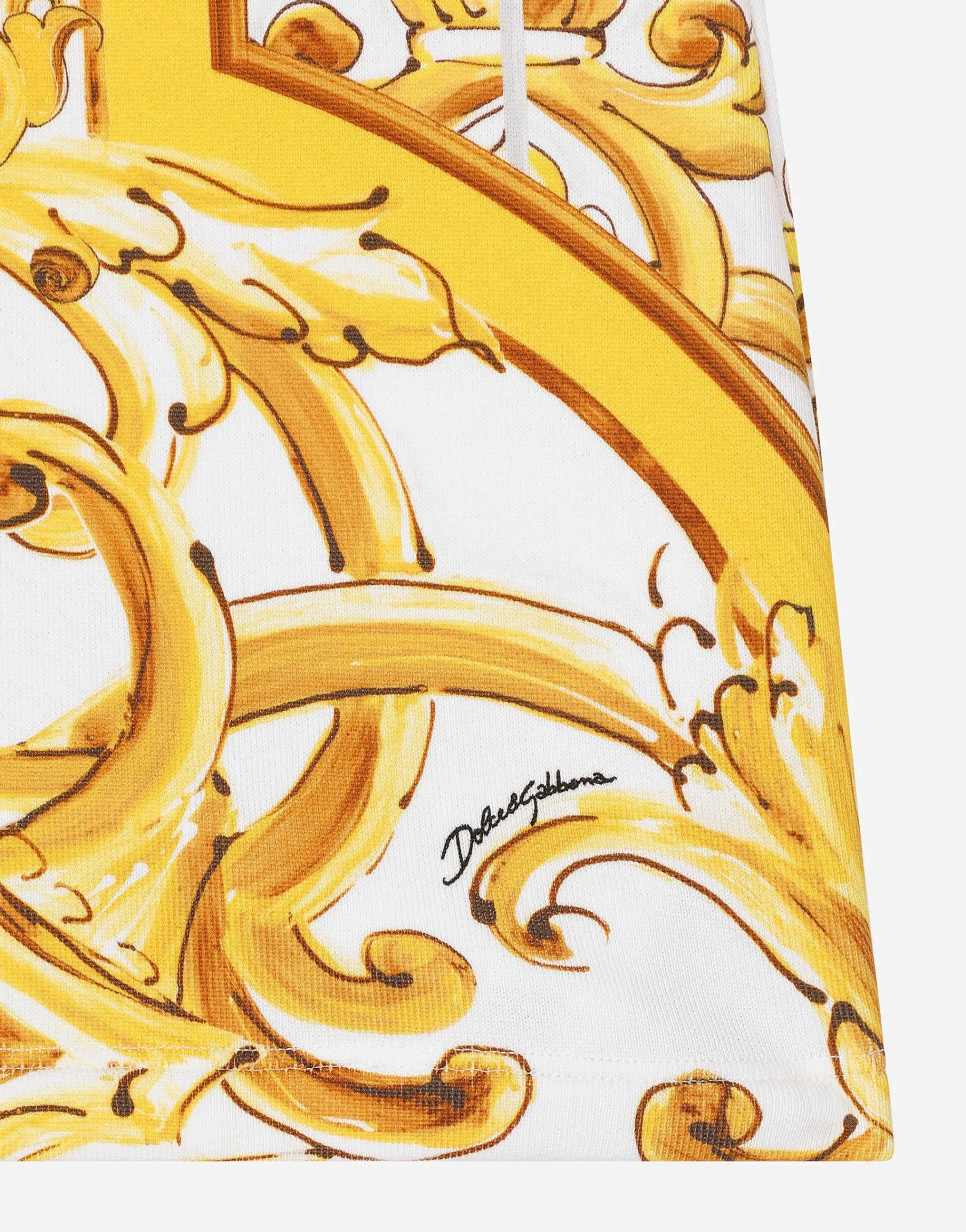 Jersey skirt with yellow majolica print