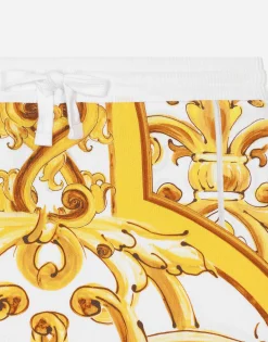 Jersey skirt with yellow majolica print