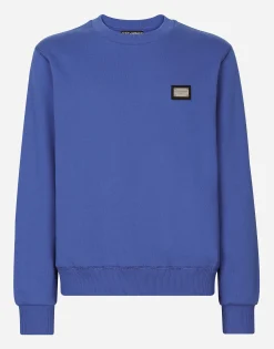 Jersey sweatshirt with branded tag