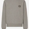 Jersey sweatshirt with branded tag
