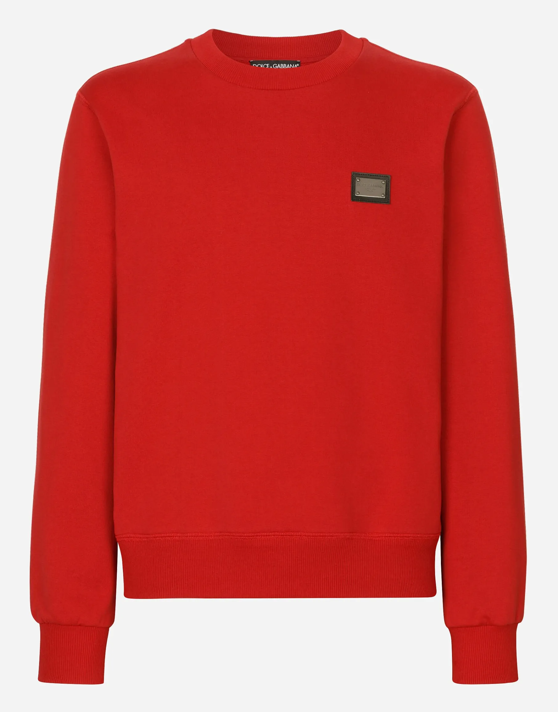 Jersey sweatshirt with branded tag