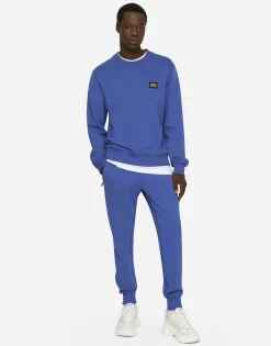 Jersey sweatshirt with branded tag