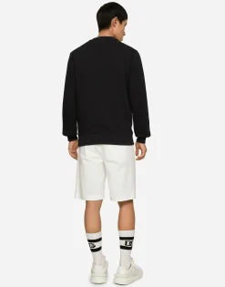Jersey sweatshirt with branded tag