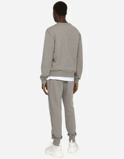 Jersey sweatshirt with branded tag