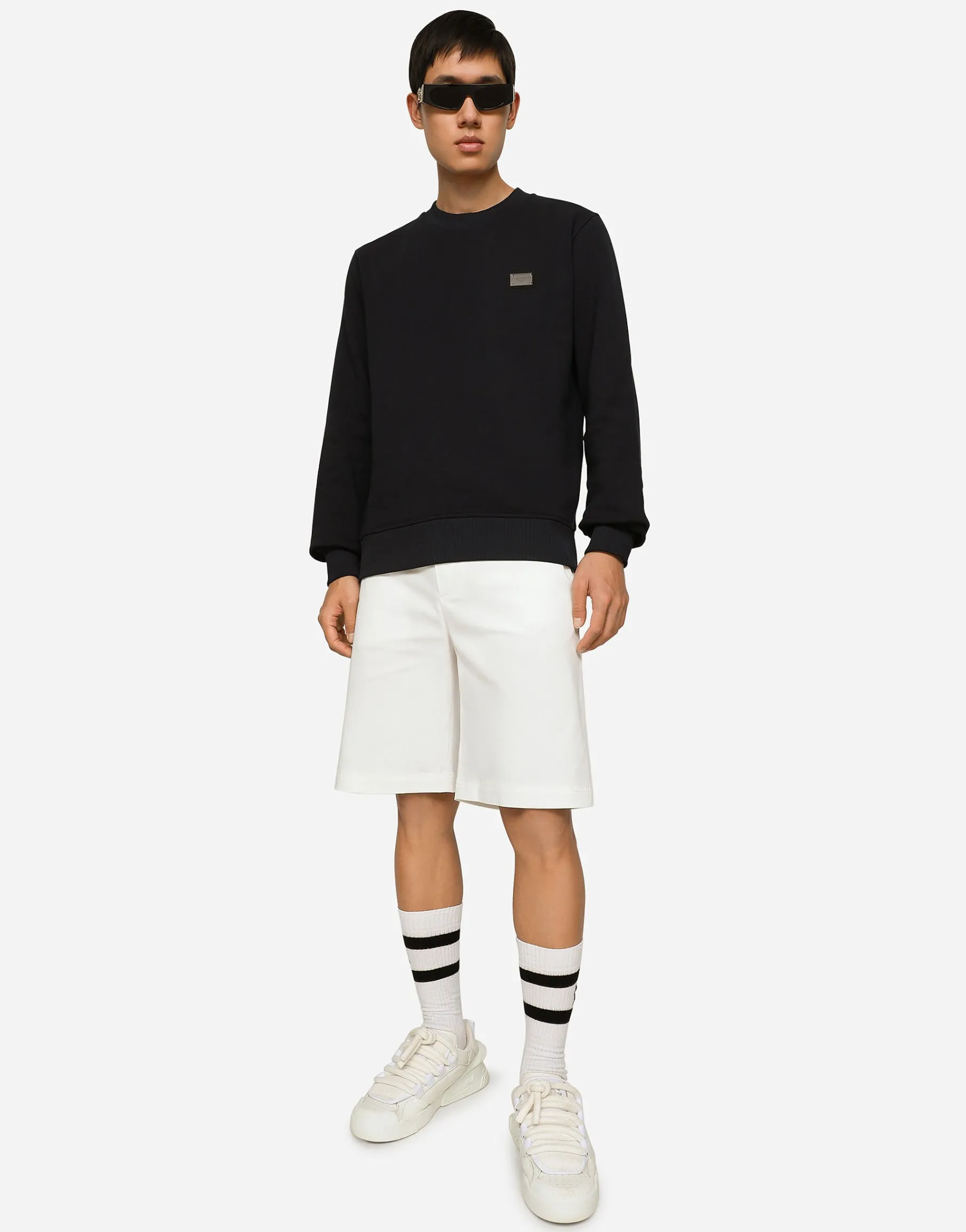 Jersey sweatshirt with branded tag